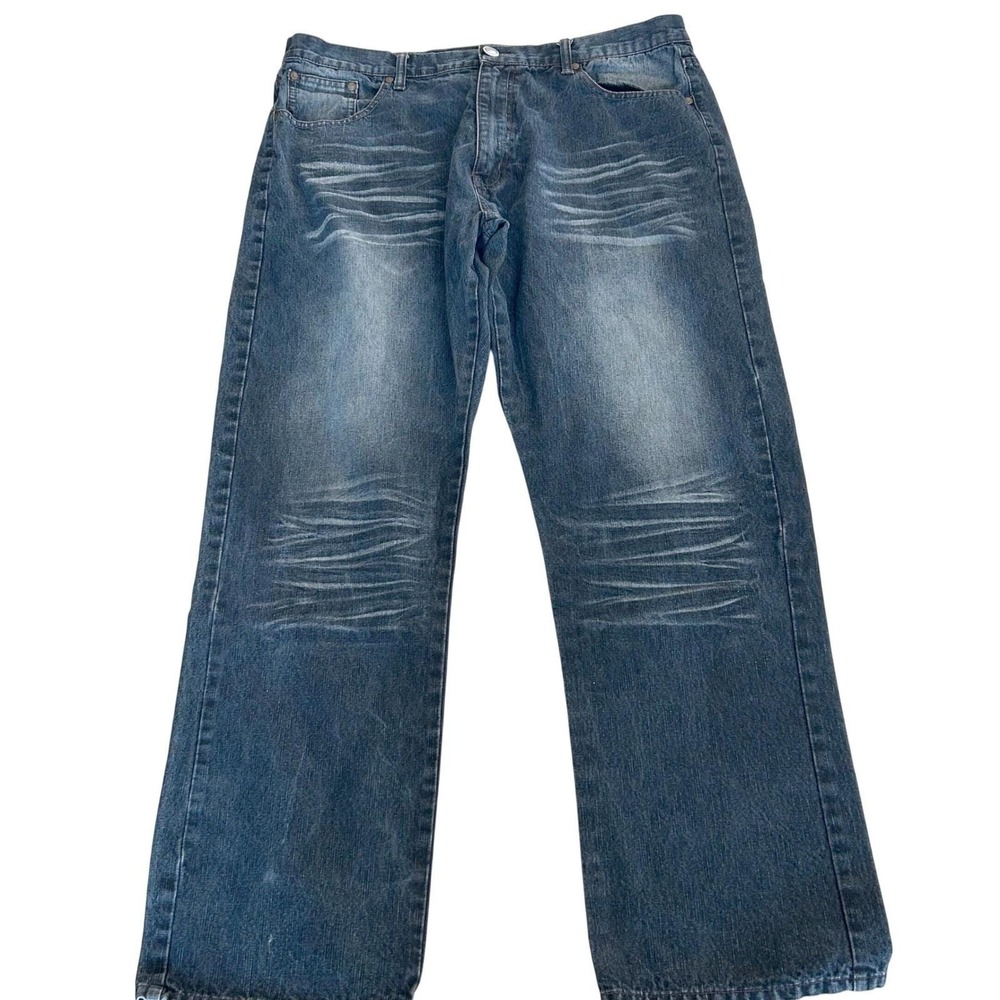 Brooklyn Xpress Jeans Mens 40 Blue‎ Embroidered Pocket Relaxed Y2K Streetwear